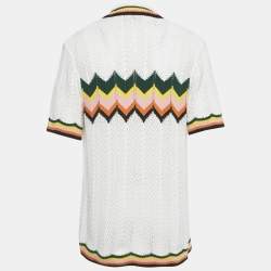 Pre Owned Casablanca Tennis Club White Crochet Short Sleeve Shirt M