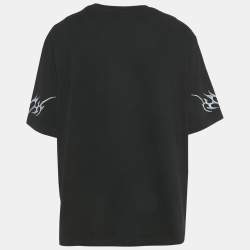 Pre Owned Casablanca Black Printed Jersey Crewneck T-Shirt XXL