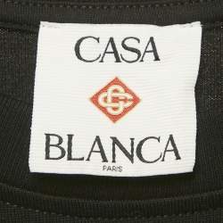 Pre Owned Casablanca Black Printed Jersey Crewneck T-Shirt XXL