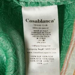 Pre Owned Casablanca Tennis Club Green Printed Silk Utility Power Short Sleeve Shirt S