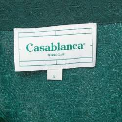 Pre Owned Casablanca Tennis Club Green Printed Silk Utility Power Short Sleeve Shirt S