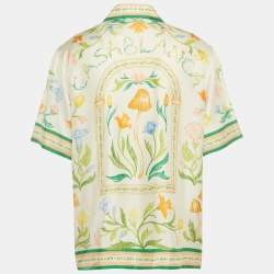 Pre Owned قميص كازابلانكا حرير مطبوع بألوان متعددة لارش فلور مقاس كبير (لارج)