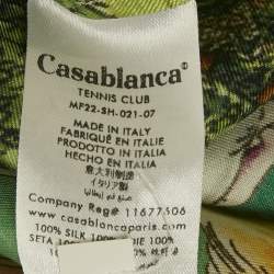 Pre Owned قميص كازابلانكا حرير مطبوع أخضر بنادي التنس بريف مقاس كبير (لارج)