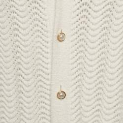 Pre Owned كارديجان كازابلانكا كريمي بنسيج مموج بأزرار أمامية مقاس كبير