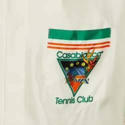 مملوكة مسبقًا Casablanca Tennis Club White Icon Print Silk Shirt M