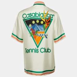 مملوكة مسبقًا Casablanca Tennis Club White Icon Print Silk Shirt M