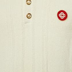 مملوكة مسبقً ا Casablanca Ivory Boucle Knit Polo T-Shirt M