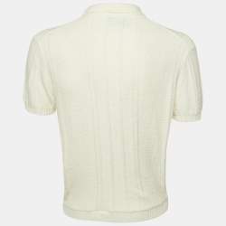 مملوكة مسبقًا Casablanca Ivory Boucle Knit Polo T-Shirt M