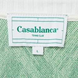 مملوكة مسبقًا Casablanca Green Monogram Knit Polo T-Shirt L