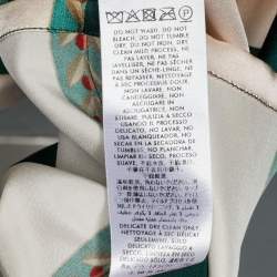 مملوكة مسبقًا Casablanca Green/Light Pink Laurel Stripe Silk Short Sleeve Shirt L