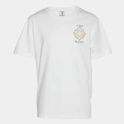 مملوكة مسبقًا تي شيرت كازابلانكا أبيض جيرسي بطبعة شعار مقاس متوسط