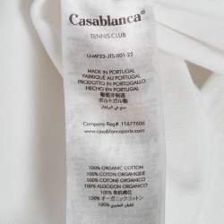 Pre Owned Casablanca White La Joueuse Graphic Jersey Tennis Club T-Shirt L