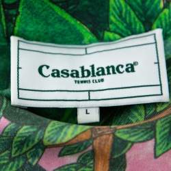 Casablanca Multicolor Printed Silk Satin Button Front Shirt L
