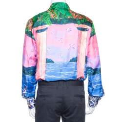 Casablanca Multicolor Printed Silk Satin Button Front Shirt L