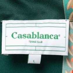 Casablanca Green/Light Pink Stripe Printed Silk Button Front Shirt L