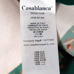 Casablanca Green/Light Pink Stripe Printed Silk Button Front Shirt L