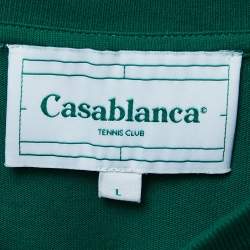 Casablanca Green Logo Print Cotton Crew Neck Half Sleeve T-Shirt L