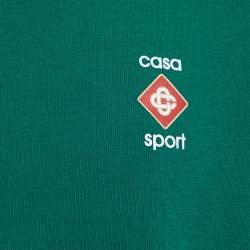 Casablanca Green Logo Print Cotton Crew Neck Half Sleeve T-Shirt L