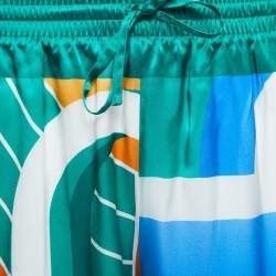 Casablanca Multicolor Logo Print Silk Drawstring Shorts L