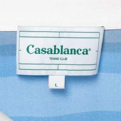 Casablanca Multicolor Logo Print Satin Silk Half Sleeve Shirt L