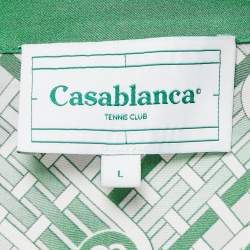 Casablanca Green Printed Satin Silk Shirt L