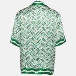 Casablanca Green Printed Satin Silk Shirt L