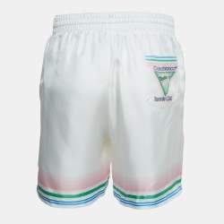Casablanca Tennis Club Striped Satin Shorts L