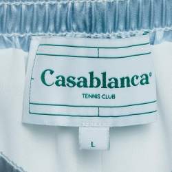 Casablanca Blue Printed Satin Silk Tennis Club Shorts L