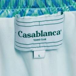 Casablanca Blue Printed Satin Silk Masao San Shorts L
