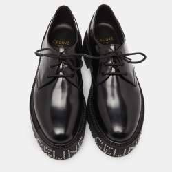 Celine Leather Black Leather Accents Studded Lace Up Derby Size 41