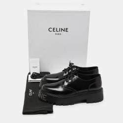 Celine Leather Black Leather Accents Studded Lace Up Derby Size 41