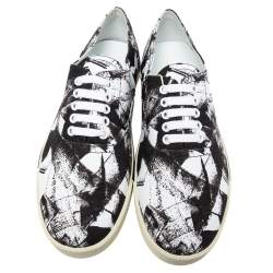 Celine Black/White Canvas Lace Up Sneakers Size 42