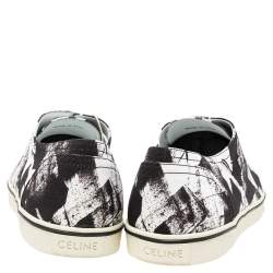 Celine Black/White Canvas Lace Up Sneakers Size 42