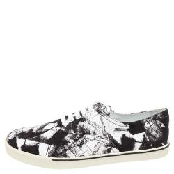 Celine Black/White Canvas Lace Up Sneakers Size 42