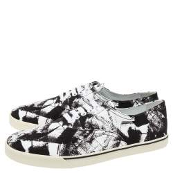 Celine Black/White Canvas Lace Up Sneakers Size 42