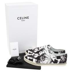Celine Black/White Canvas Lace Up Sneakers Size 42
