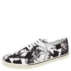 Celine Black/White Canvas Lace Up Sneakers Size 42