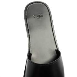 Celine Black Leather Flat Slides Size 44