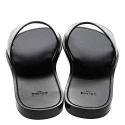 Celine Black Leather Flat Slides Size 44
