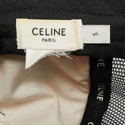 Pre Owned Celine Black/Off White Logo Applique Cotton Canvas and Mesh Trucker Cap S