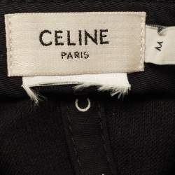 Pre Owned Celine Black Logo Applique Corduroy Triomphe Baseball Cap M