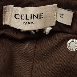 Pre Owned Celine Brown Logo Embroidered Suede Triomphe Baseball Cap M