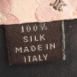 Pre Owned Celine Pink Floral Triomphe Jacquard Silk Neck Tie