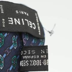 Pre Owned Celine Blue Printed Silk Neck Tie