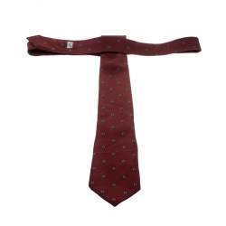 Celine Vintage Brown Silk Horse Shoe Print Tie 