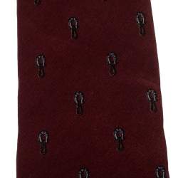 Celine Vintage Brown Silk Horse Shoe Print Tie 