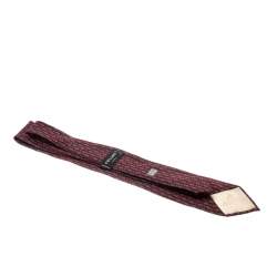 Celine Burgundy Geometric Logo Print Silk Tie 