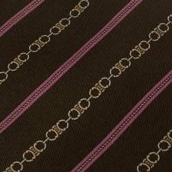 Celine Brown Equestrian Print Silk Tie
