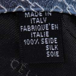 Pre Owned Celine Blue Geometric Logo Jacquard Silk Tie