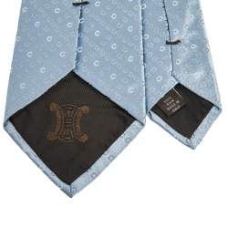 Pre Owned Celine Vintage Blue Patterned Silk Jacquard Tie